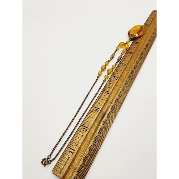 Antique Art Nouveau Czech Flower Intaglio Glass Pendant Necklace (A472) - Picture 4 of 4